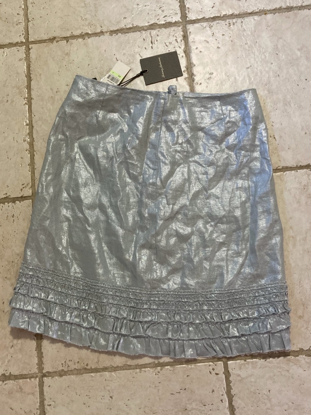 NWT 100% Linen Tommy Bahama Ferrin Foil Skirt Concrete Grey Size 4